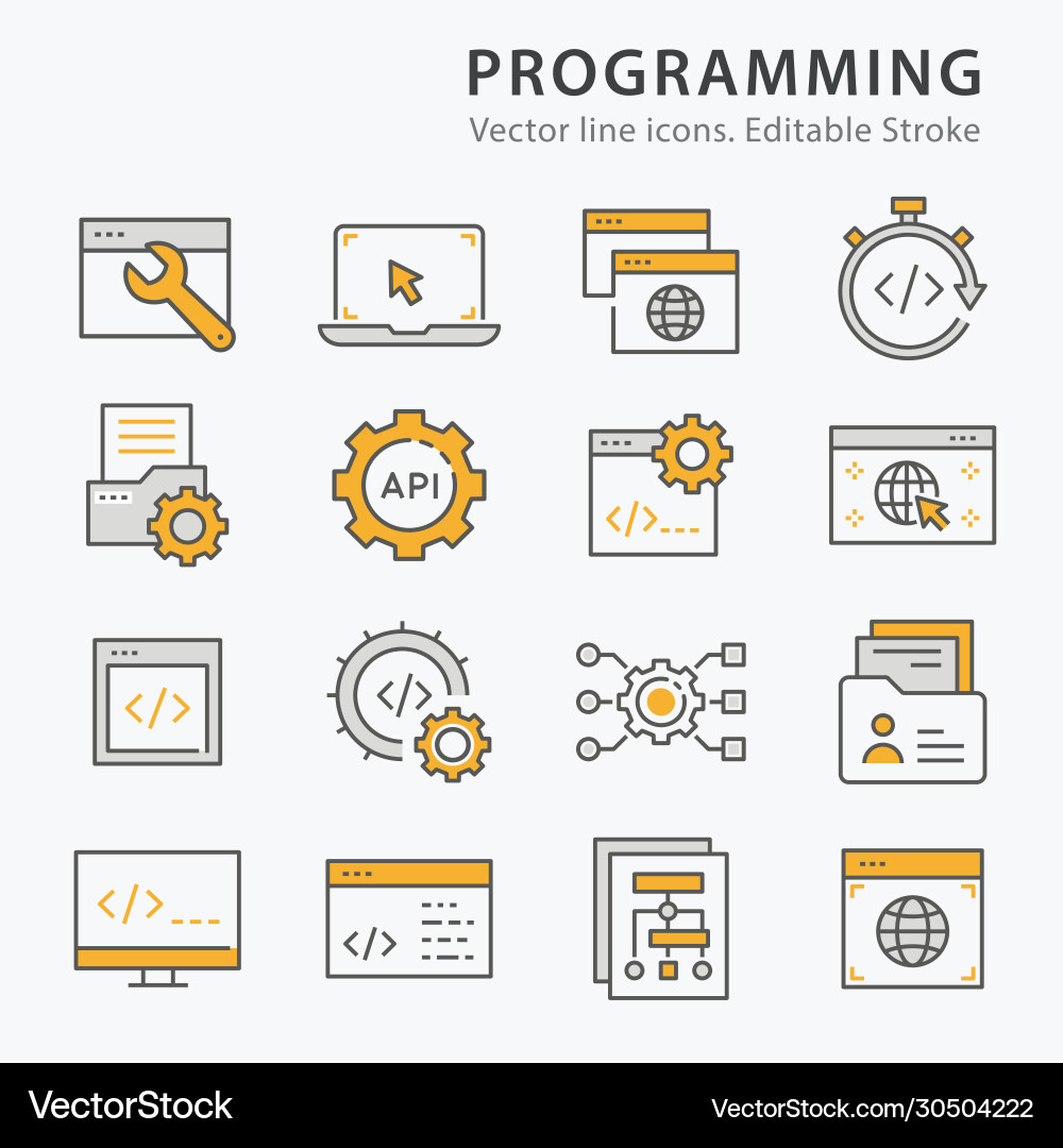 Programming Line Icons - Flat Style vector image