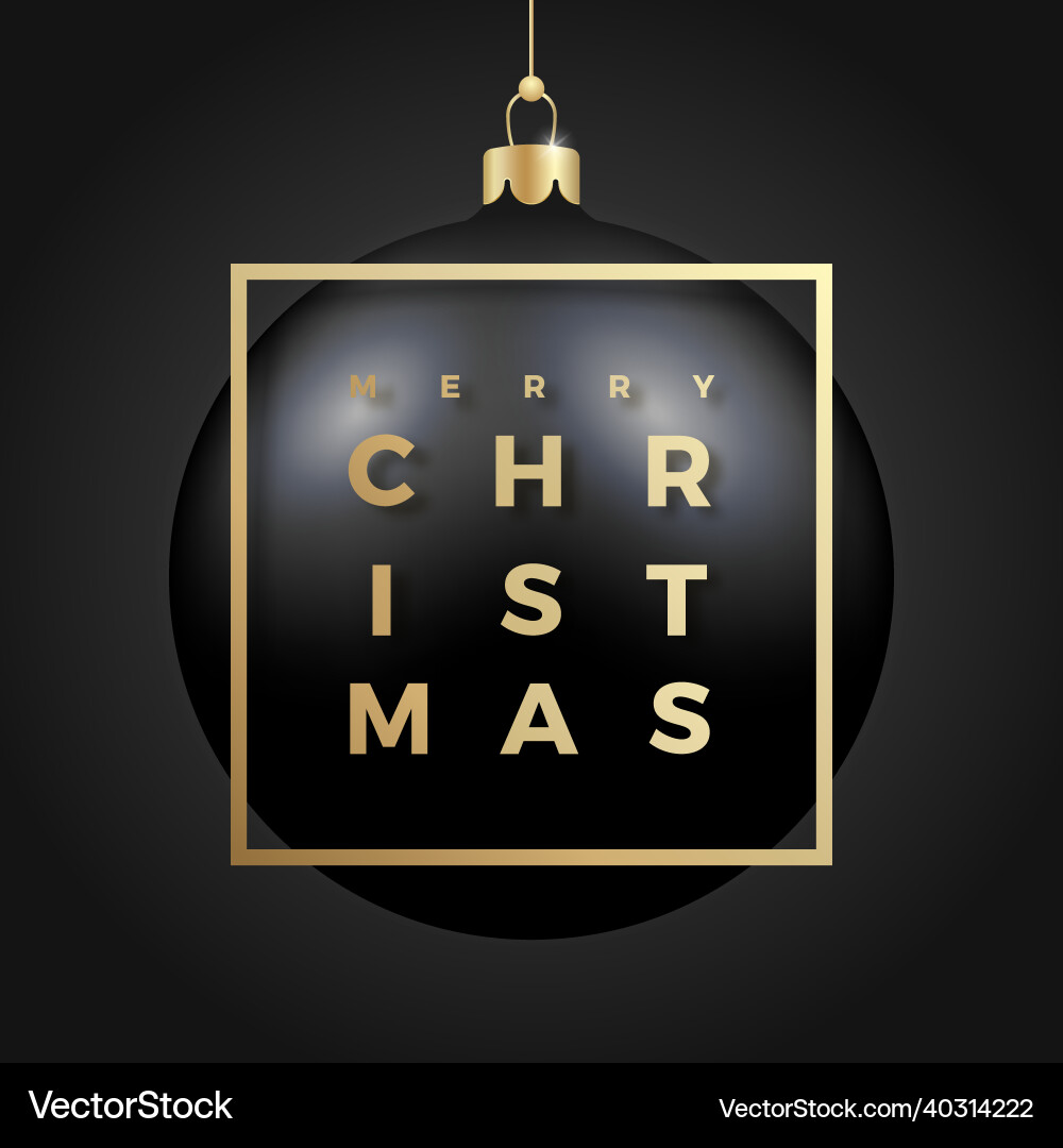 Realistic black christmas bauble vector image