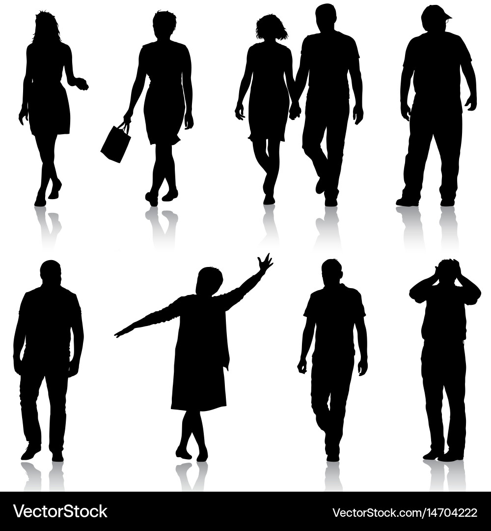 Set black silhouettes of beautiful man and woman Vector Image