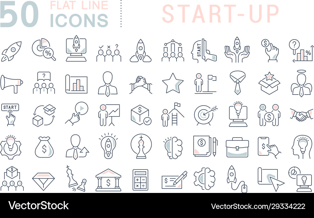 Set line icons startup Set line icons startup vector image