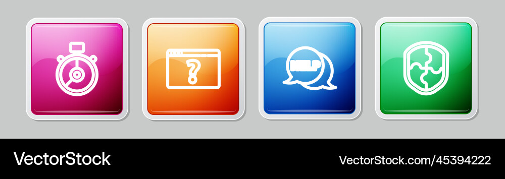 Set line stopwatch browser with question mark Set line stopwatch browser with question mark Vector Image