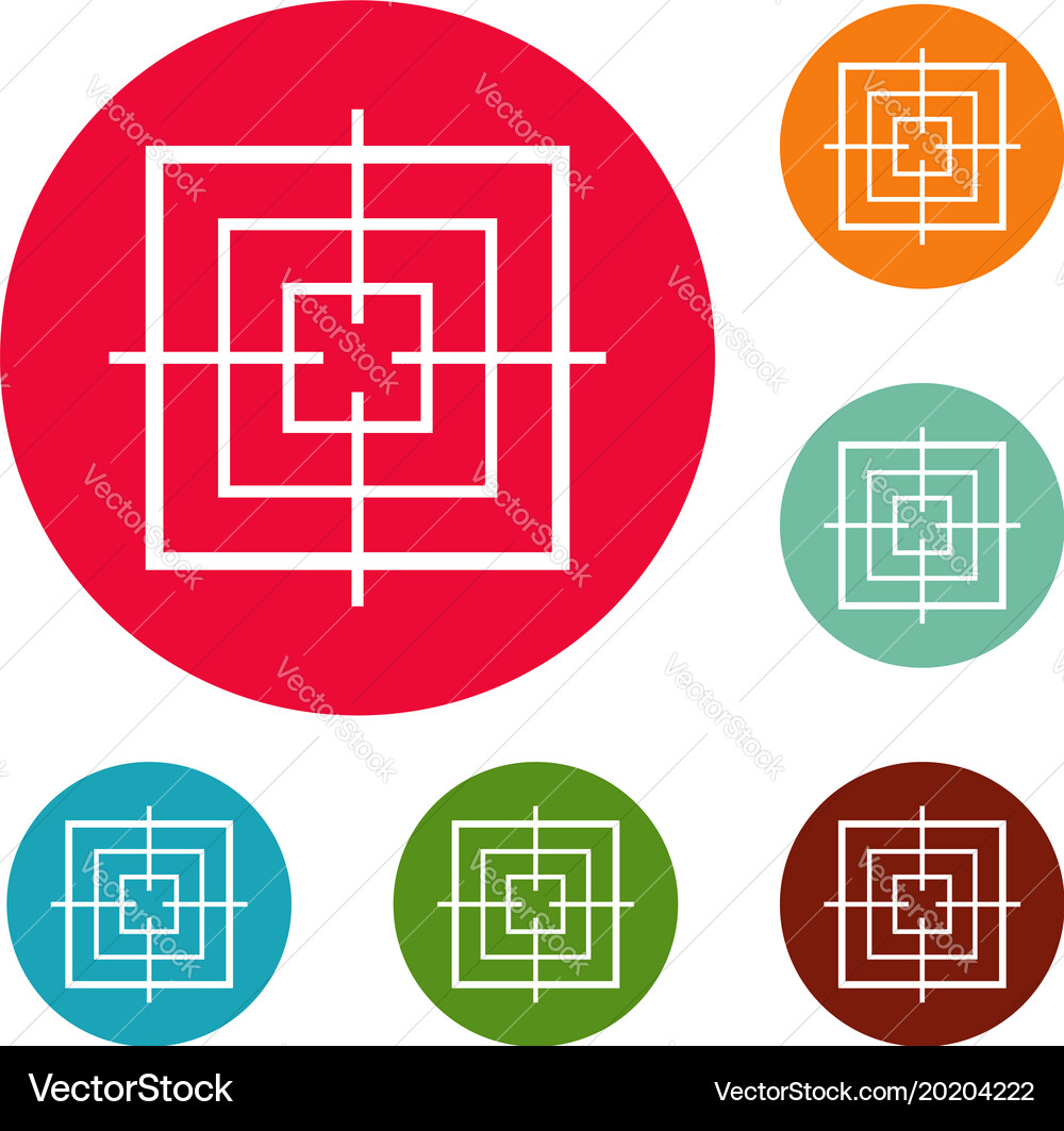 Square objective icons circle set Vector Image