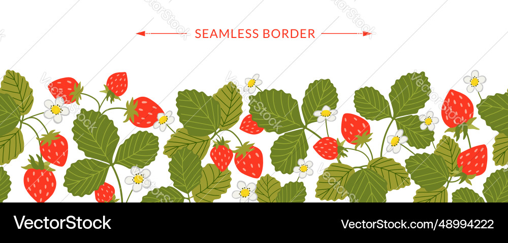 Strawberry seamless border sweet red Strawberry seamless border sweet red vector image