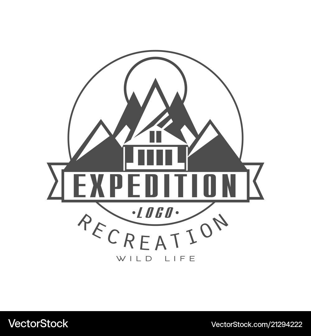 Vintage Expedition Badge - Mountain Logo Vector Image