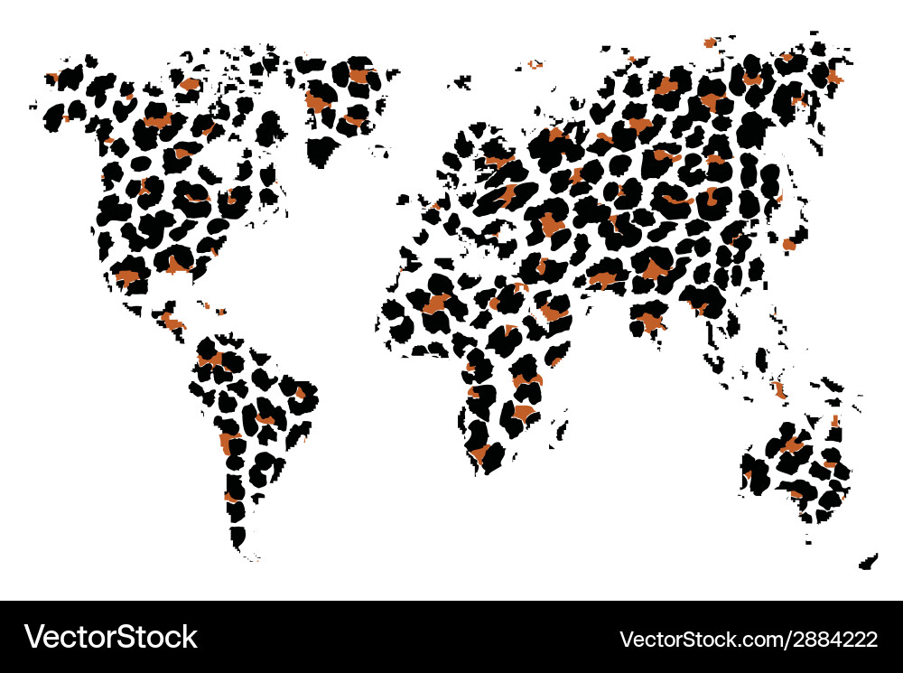 World map in animal print design leopard pattern vector image