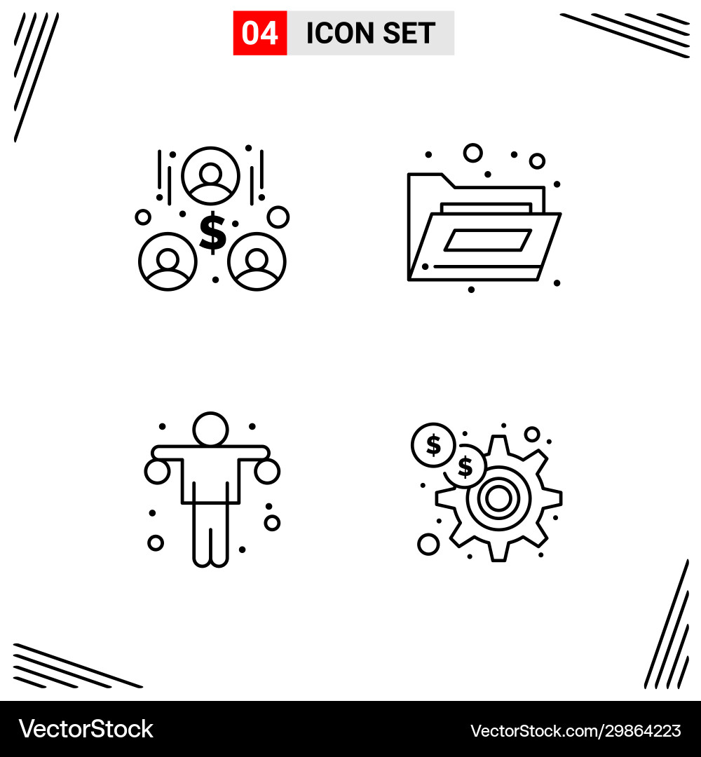 4 icons line style grid based creative outline 4 icons line style grid based creative outline vector image