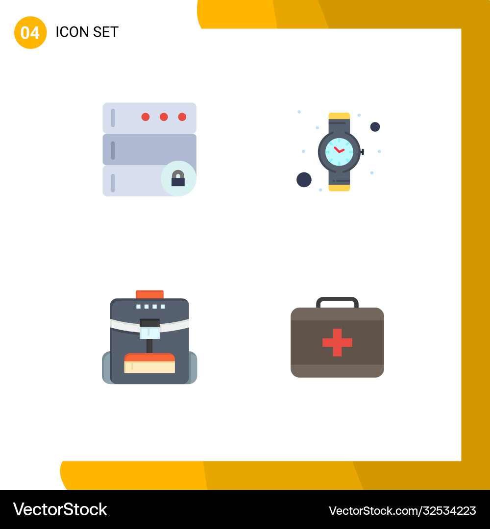 4 universal flat icons set for web and mobile Vector Image