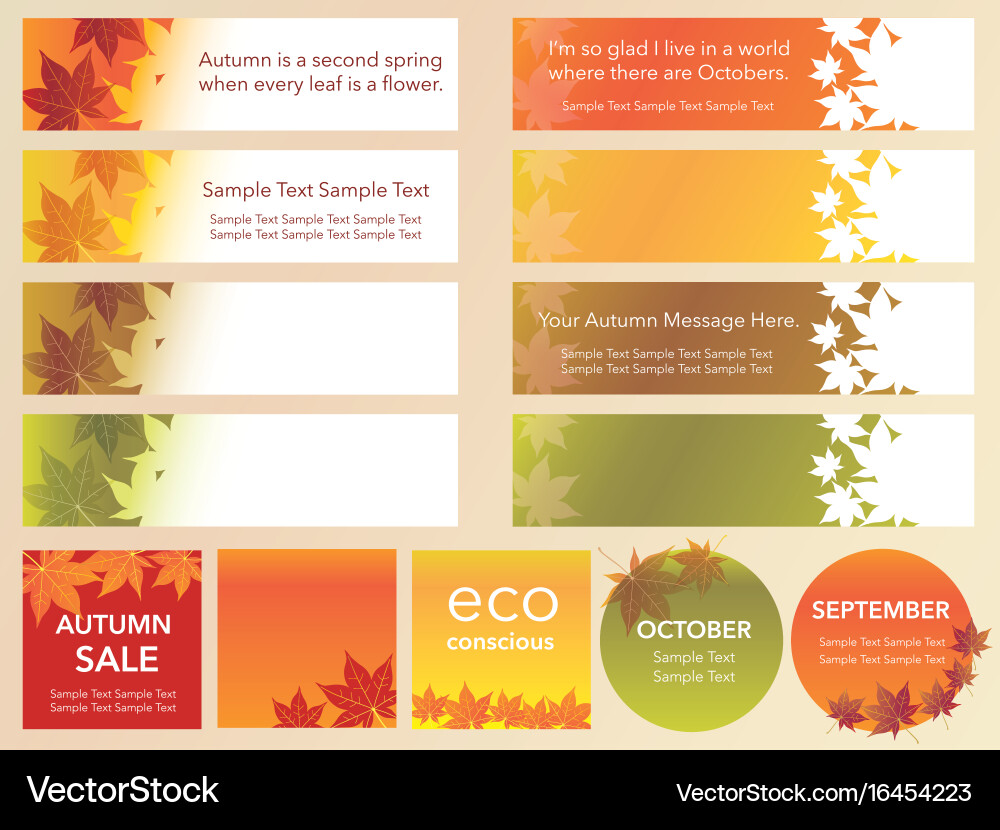 An autumn index set Vector Image