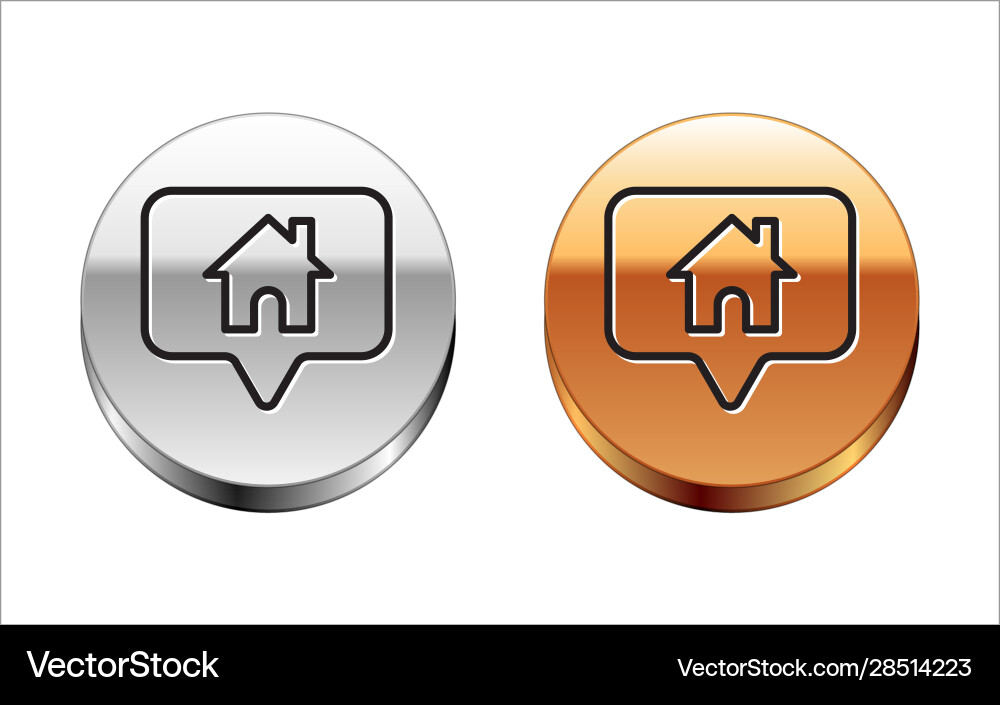 Black line map pointer with house icon isolated Black line map pointer with house icon isolated vector image