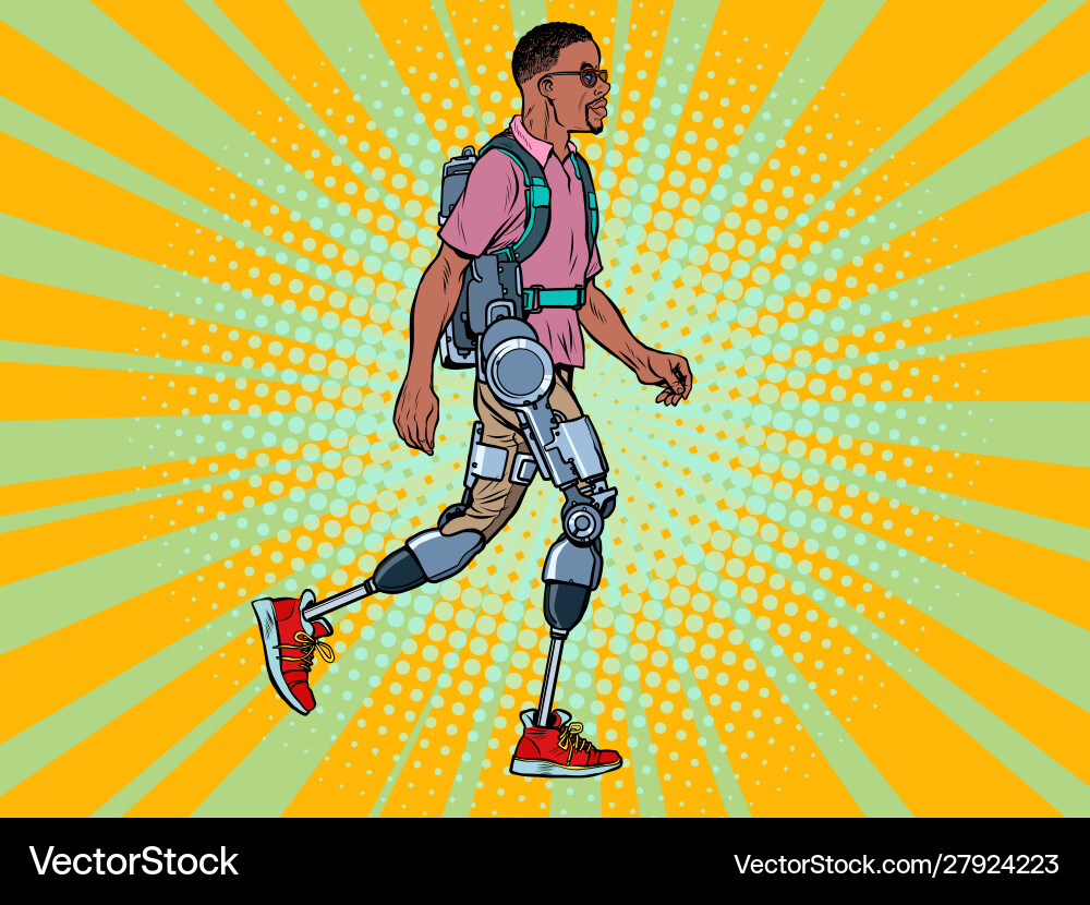 Exoskeleton for disabled african man legless Exoskeleton for disabled african man legless vector image