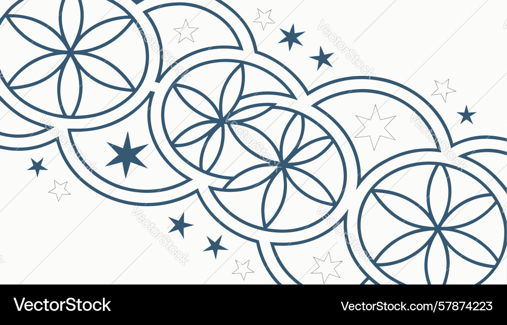 Interlocking geometric circles pattern with stars Vector Image