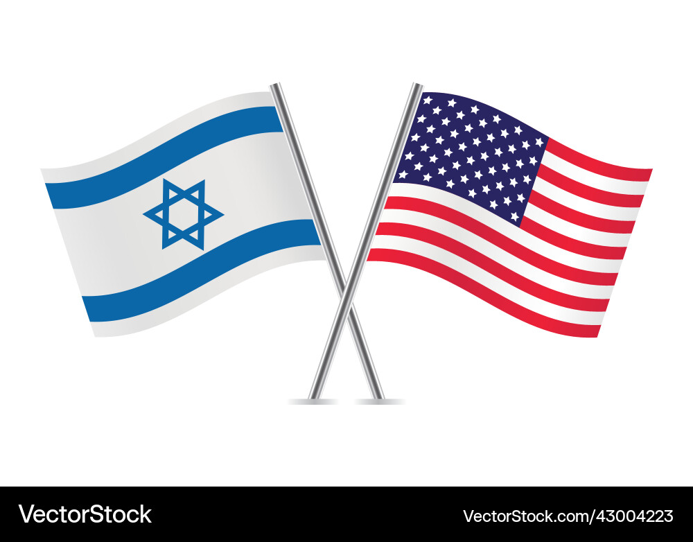 Israel and America Flags Vector Image