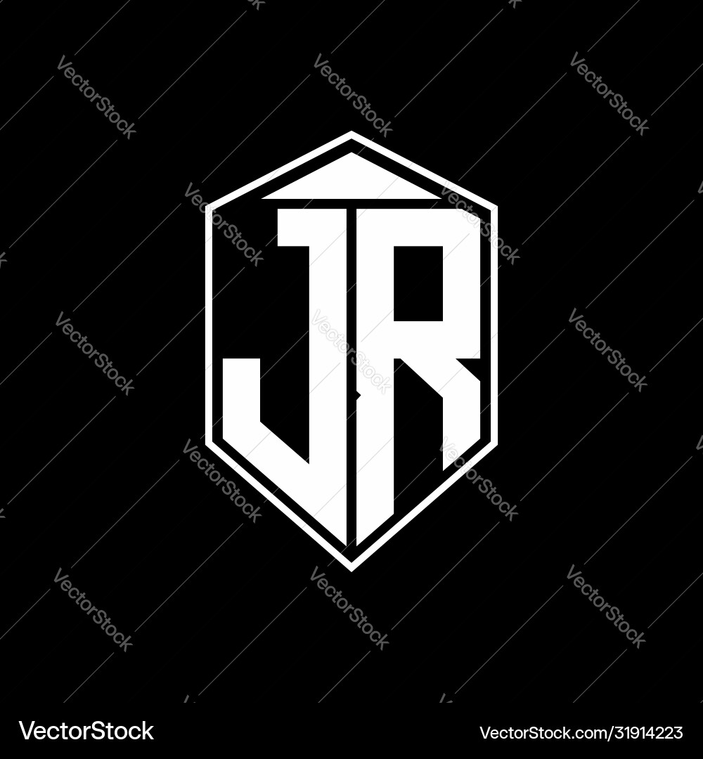 Jr logo monogram with emblem shape combination Jr logo monogram with emblem shape combination Vector Image