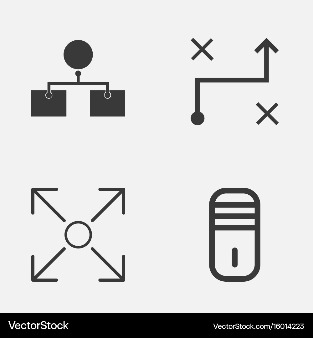 Machine icons set collection of branching program Vector Image