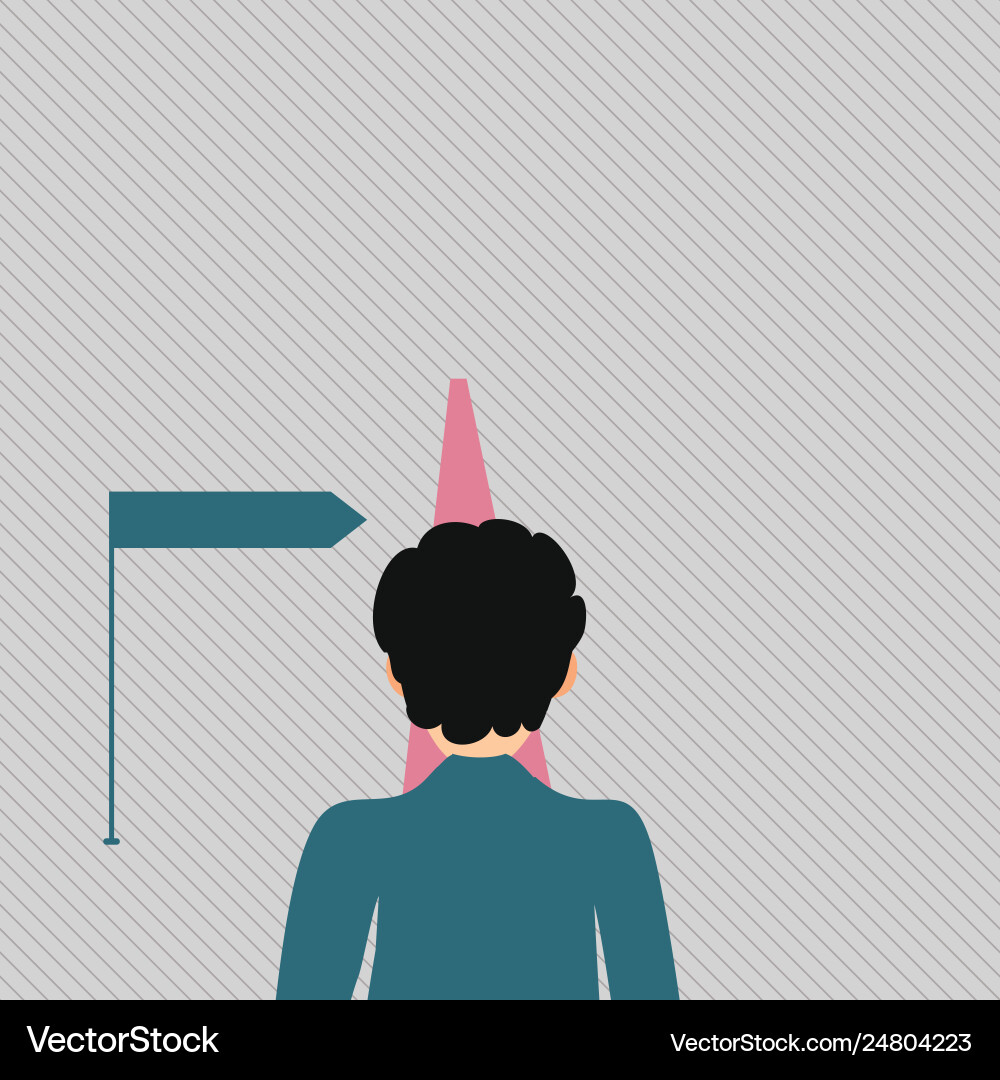 Man facing distance ahead blocking view Man facing distance ahead blocking view Vector Image
