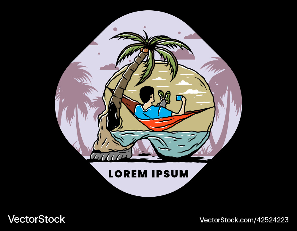 Man on hammock in skull shape Man on hammock in skull shape vector image
