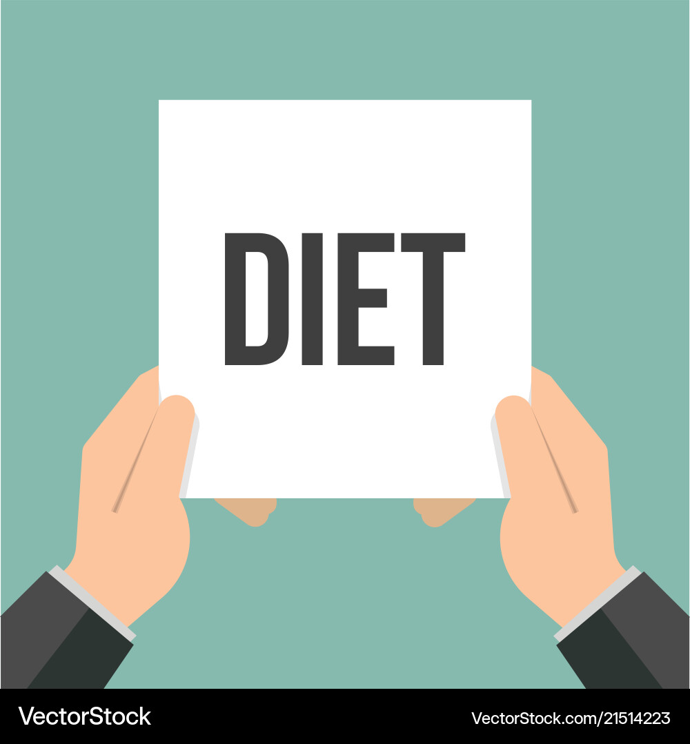 Man showing paper diet text Man showing paper diet text vector image