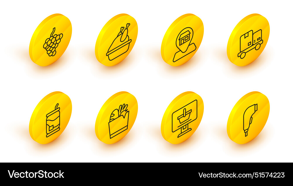 Set line scanner scanning bar code shopping cart Set line scanner scanning bar code shopping cart vector image