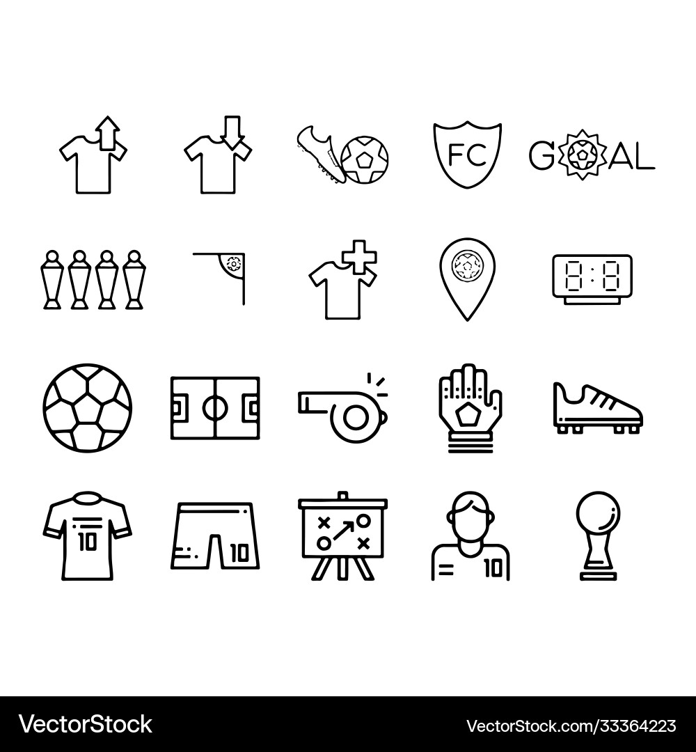 Soccer icons football ball player game referee Soccer icons football ball player game referee Vector Image