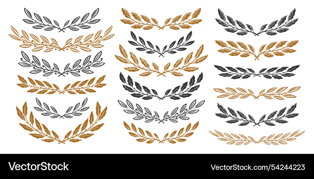 Tree branches with leaves design elements set Tree branches with leaves design elements set vector image