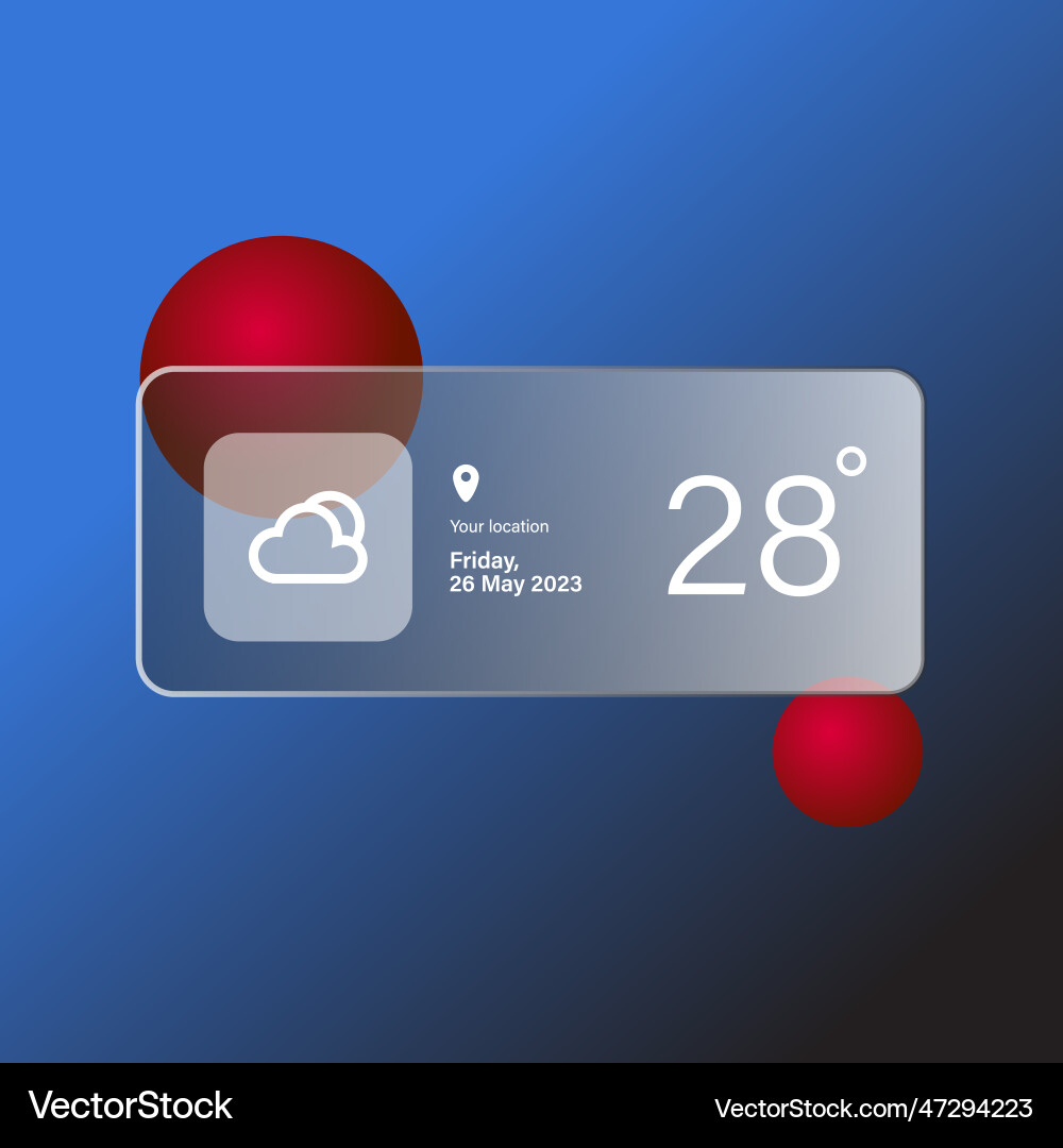 Weather app user interface glassmorphism concept vector image
