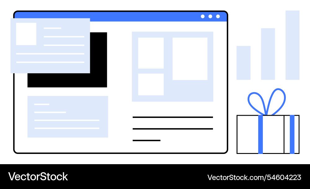 Web interface design with dashboard widgets gift Vector Image