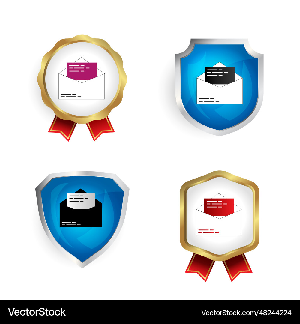 Abstract open mail badge and label collection Vector Image