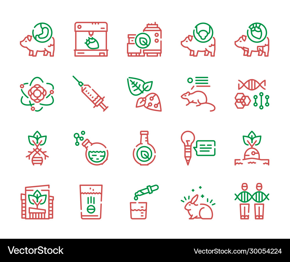 Bio technologies color linear icons set Vector Image