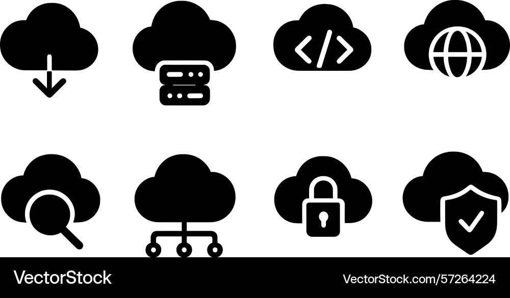 Cloud computing icons displaying various services Cloud computing icons displaying various services vector image
