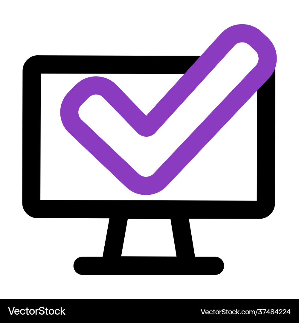 Computer icon with checkmark outline Computer icon with checkmark outline vector image