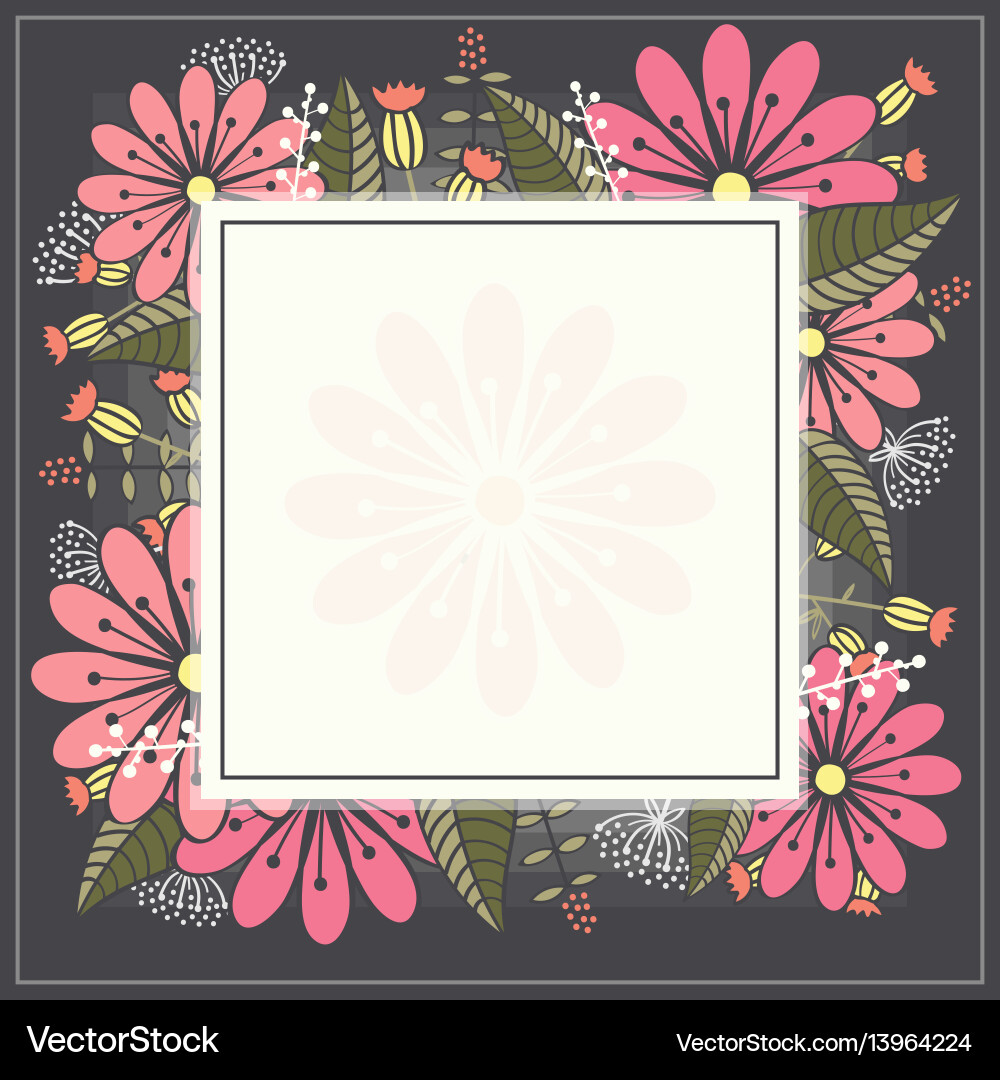 Design spring template card with white square Vector Image