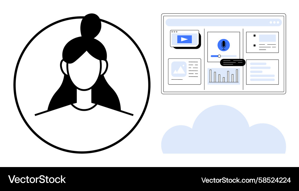 Digital Profile & Data Interface Vector Image