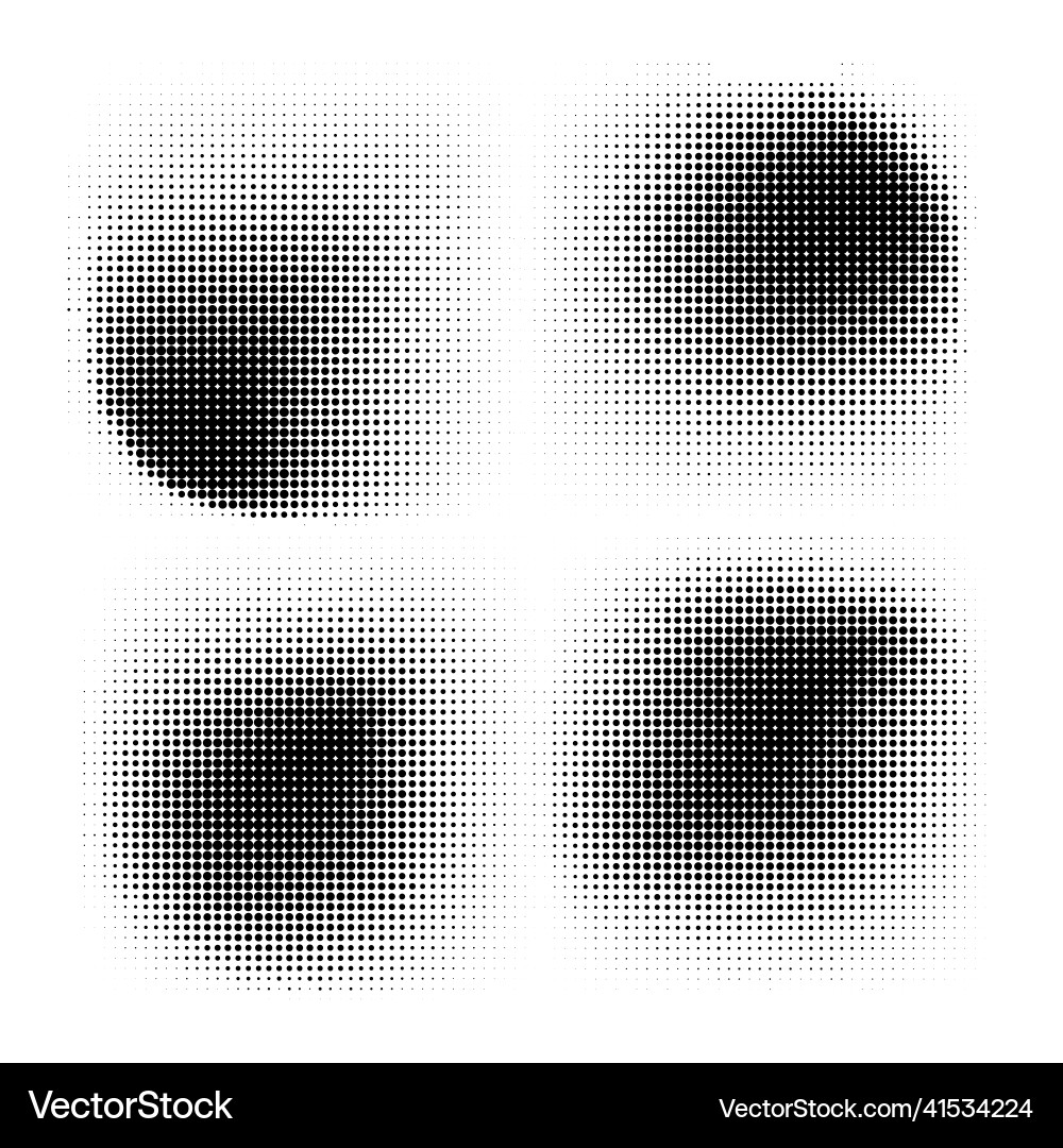 Halftone circles dot pattern texture set Vector Image