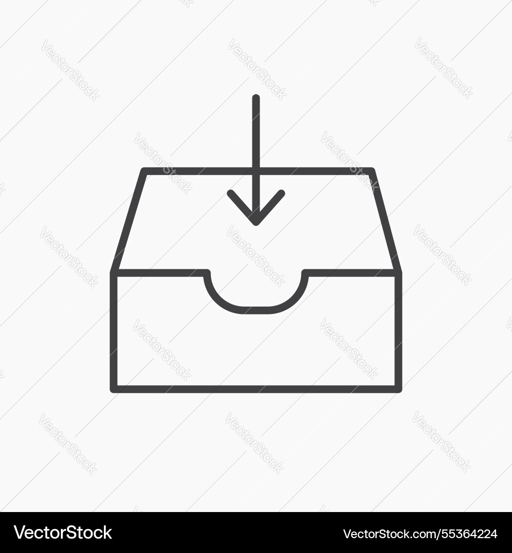Inbox icon isolated in black line Vector Image