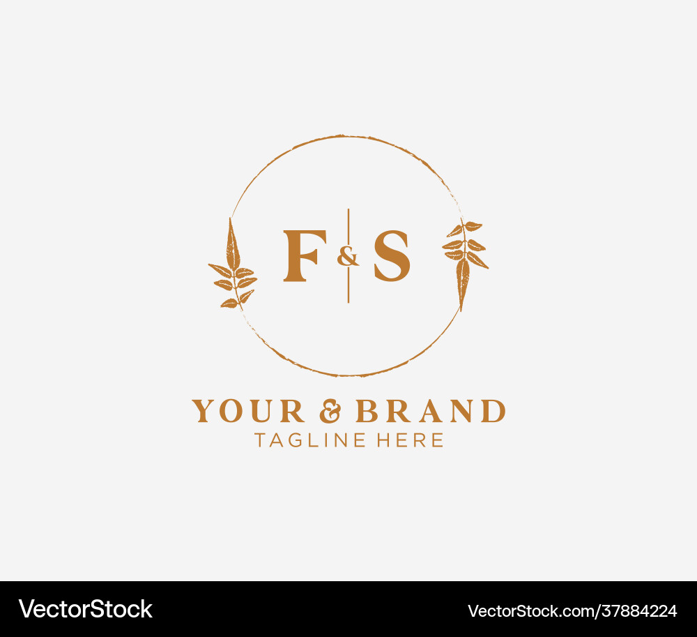 Initial fs letters floral frames botanical Vector Image