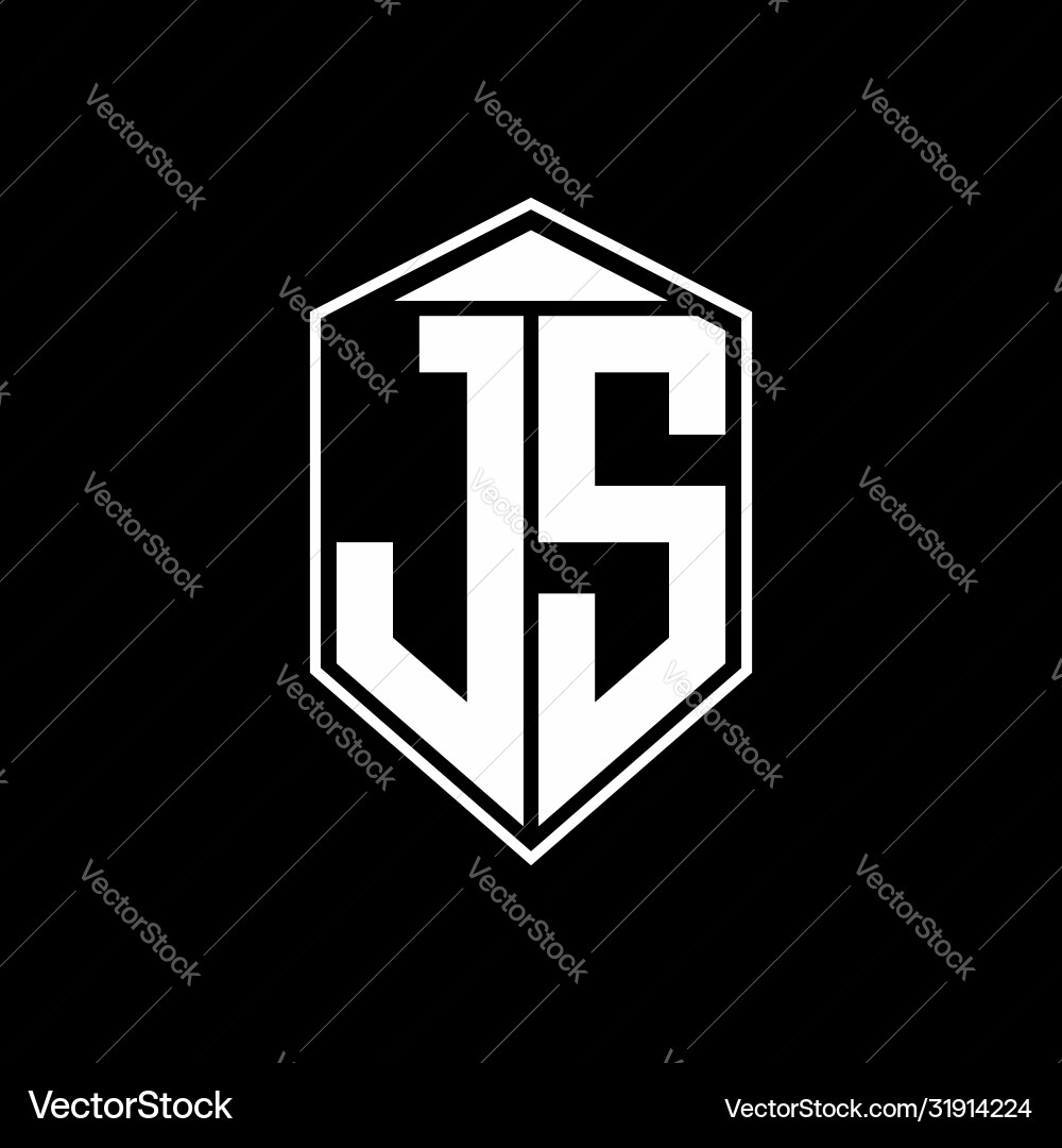 Js logo monogram with emblem shape combination Js logo monogram with emblem shape combination Vector Image