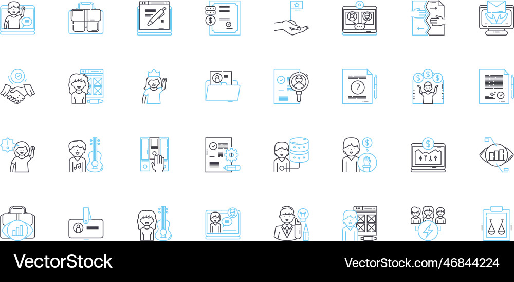 Learning progress linear icons set growth Learning progress linear icons set growth vector image
