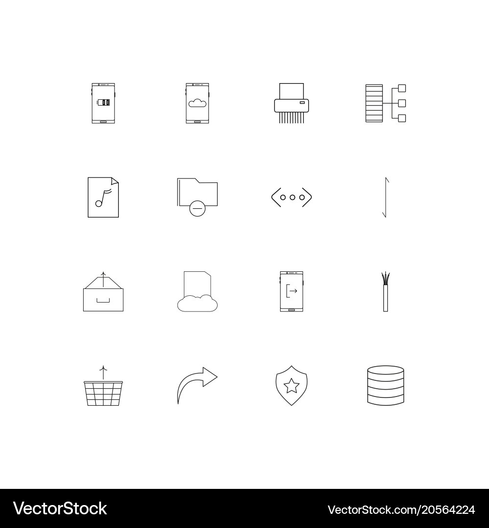 Network and database simple linear icons set vector image