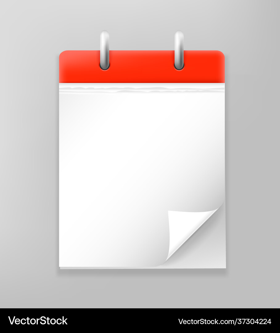 Paper calendar mockup with empty page template vector image