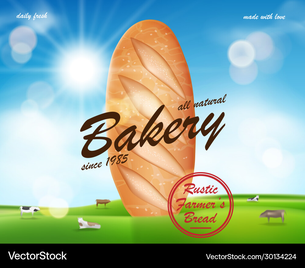 Realistische Bäckerei Werbebanner leckere französische Realistische Bäckerei Werbebanner leckere französische vektorbild