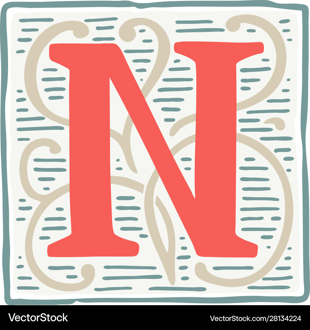 Renaissance n Buchstaben-Logo im klassischen Jahrgang Renaissance n Buchstaben-Logo im klassischen Jahrgang vektorbild