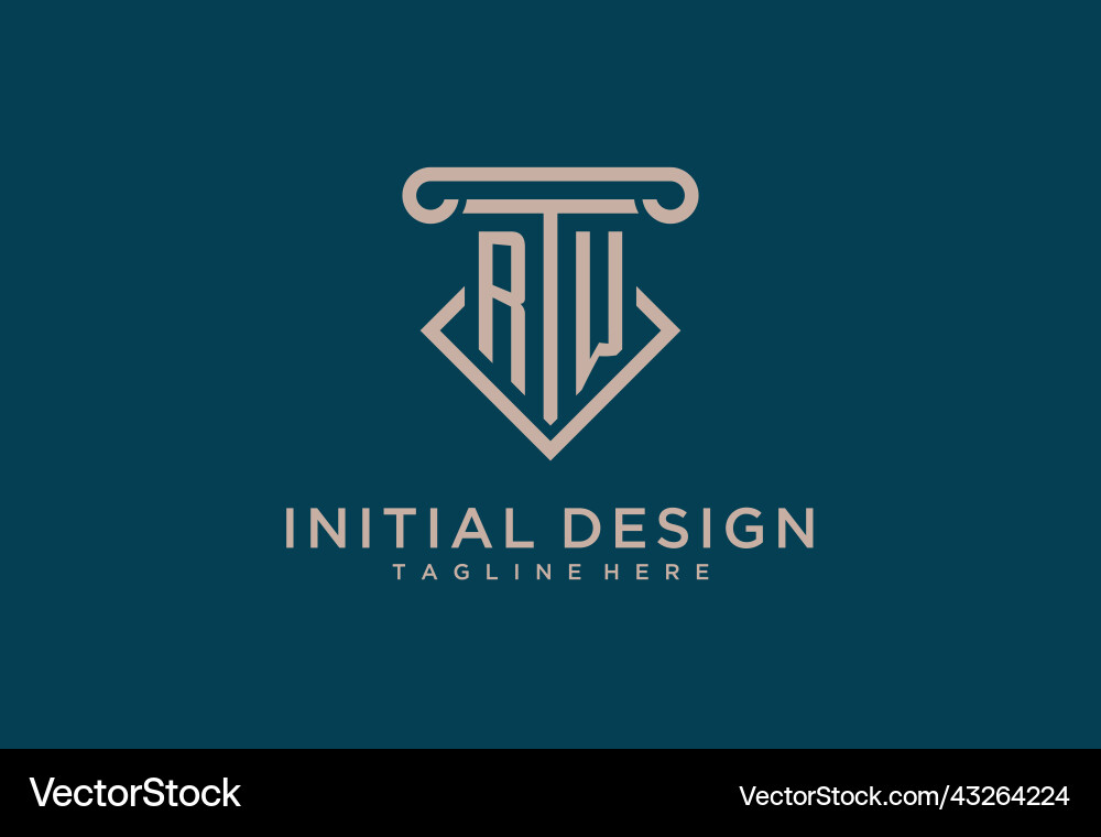 Rw initial with pillar icon design clean Vector Image