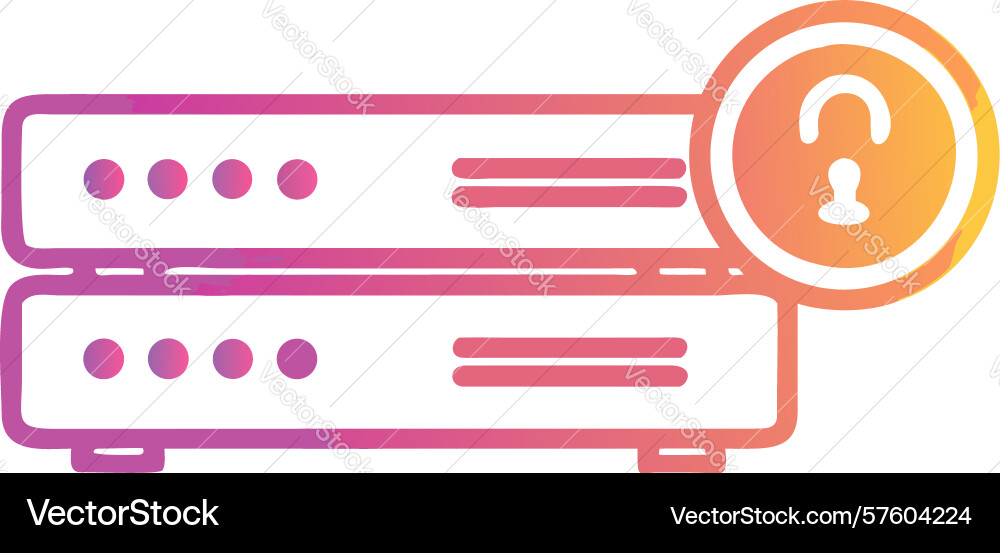 Secure server icon data protection and network vector image