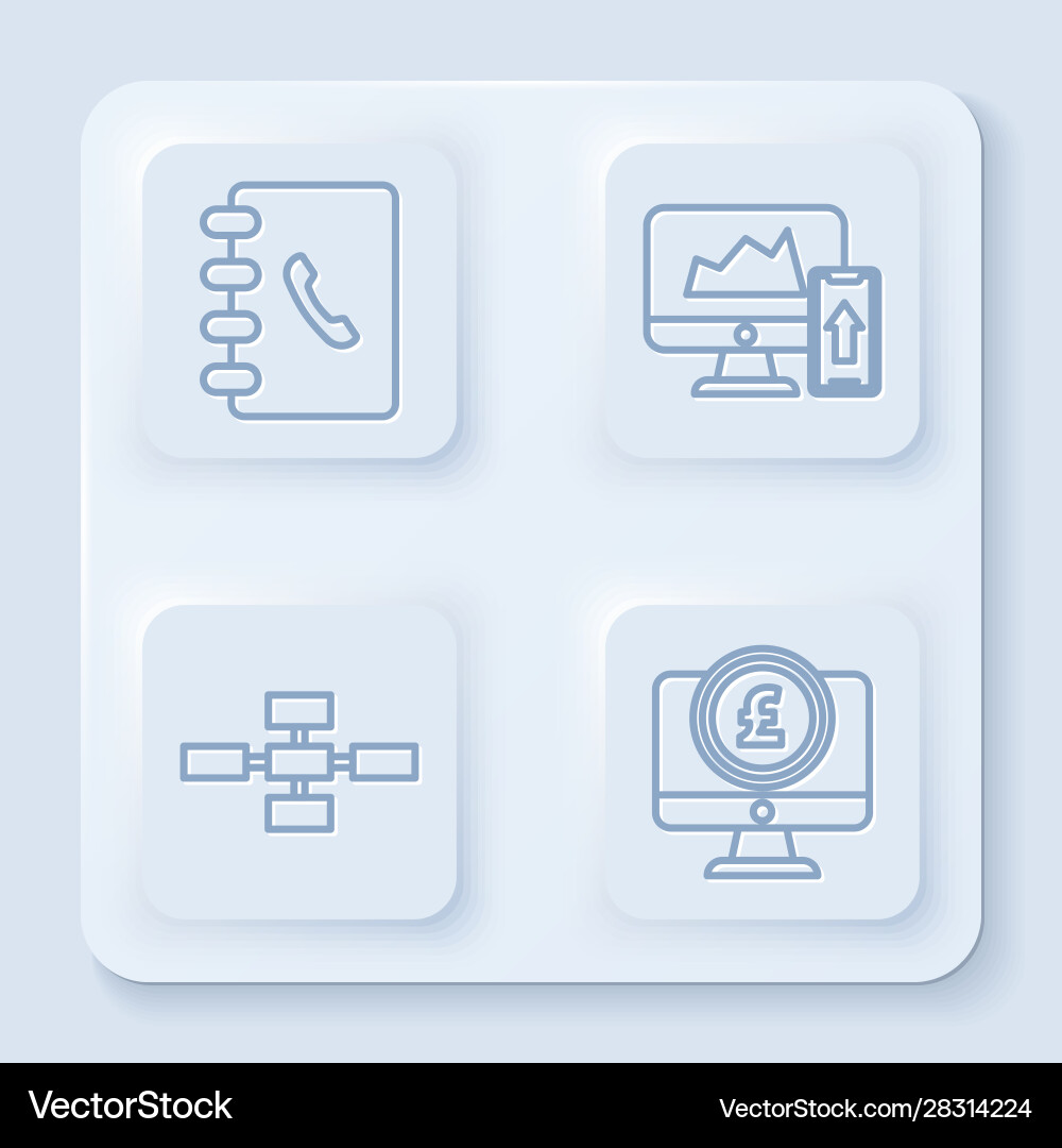 Set line address book financial chart or graph Set line address book financial chart or graph Vector Image