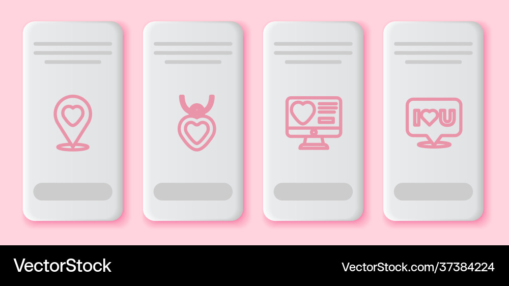 Set line location with heart necklace shaped Vector Image