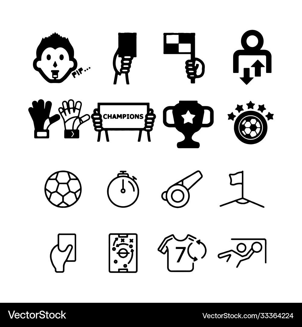 Soccer icons football ball player game referee Soccer icons football ball player game referee Vector Image