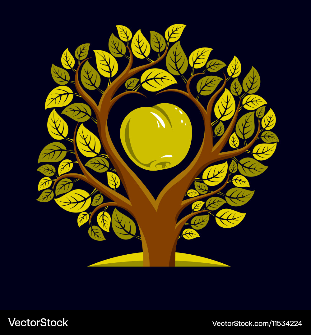 Tree with leaves and branches in the shap vector image