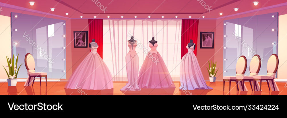 Wedding Dress Boutique Interior vector image