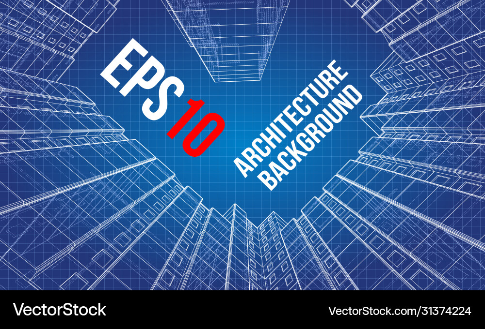 Wire-frame model a multi-storey building vector image