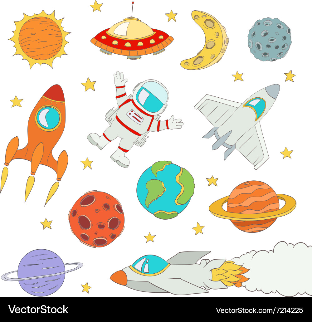 Adorable Space Elements Collection Vector Image